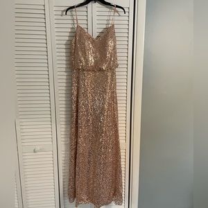 Azazie rose sequin bridesmaid dress, size 8